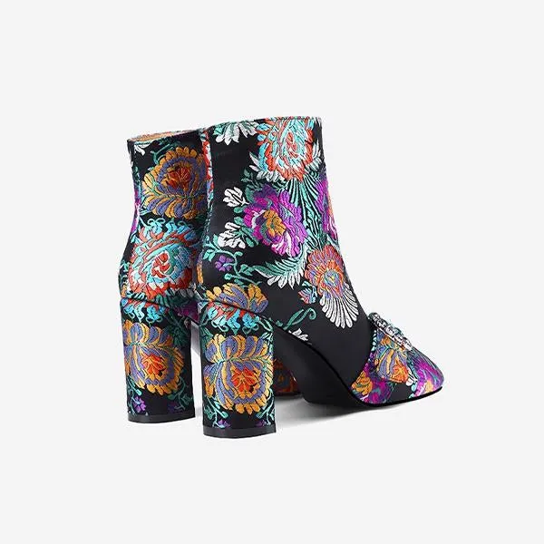 Women's Fashionable Ethnic Style Thick Heel Short Boots 52524180S