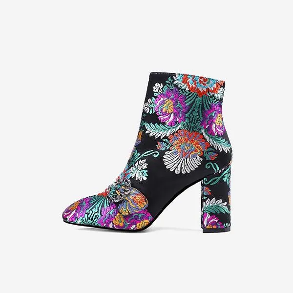 Women's Fashionable Ethnic Style Thick Heel Short Boots 52524180S