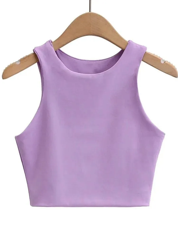 Women's Stylish O-Neck Tank Tops: Elegant Double Nylon Sleeveless Fashion.