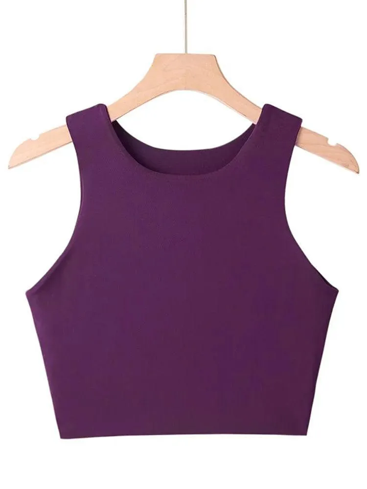 Women's Stylish O-Neck Tank Tops: Elegant Double Nylon Sleeveless Fashion.