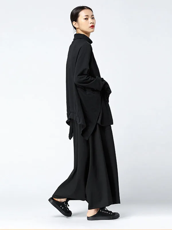 xakxx Leisure Fashion High Waisted Loose Solid Color Pants