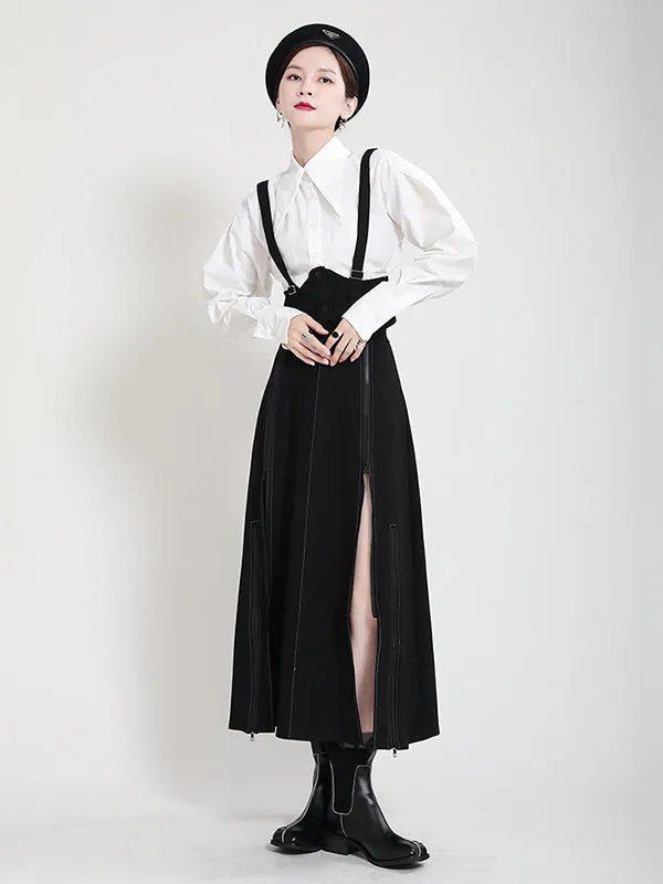 xakxx Original High-Waist Zipper Loose A-Line Skirt