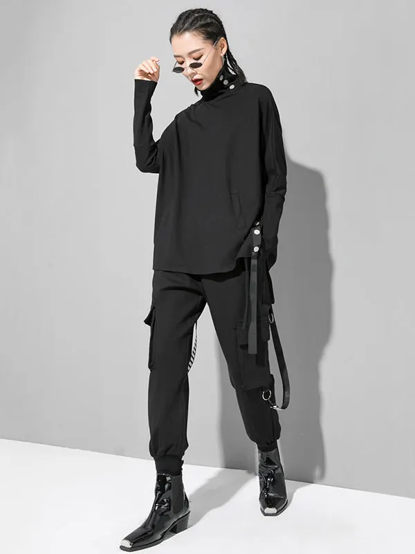 xakxx Original Solid Stand Collar T-Shirts Tops