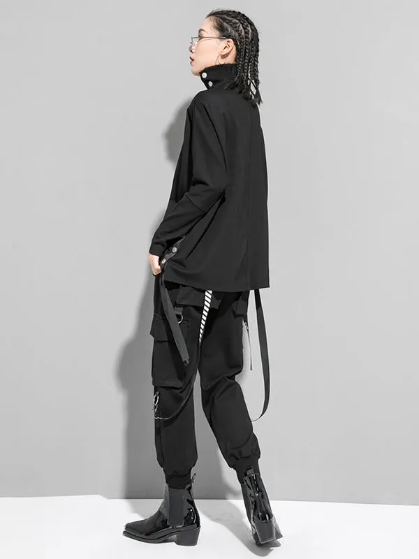 xakxx Original Solid Stand Collar T-Shirts Tops