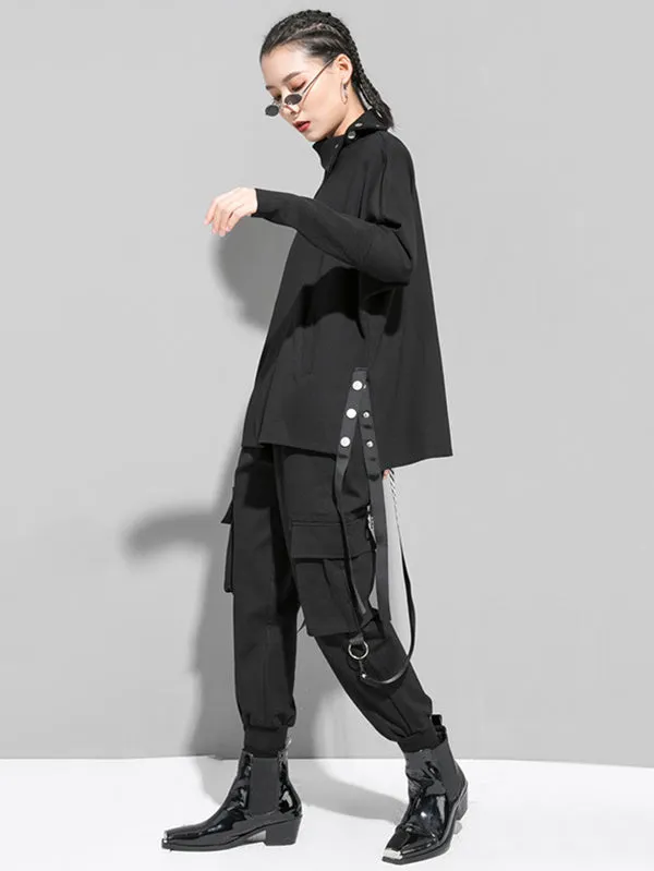 xakxx Original Solid Stand Collar T-Shirts Tops