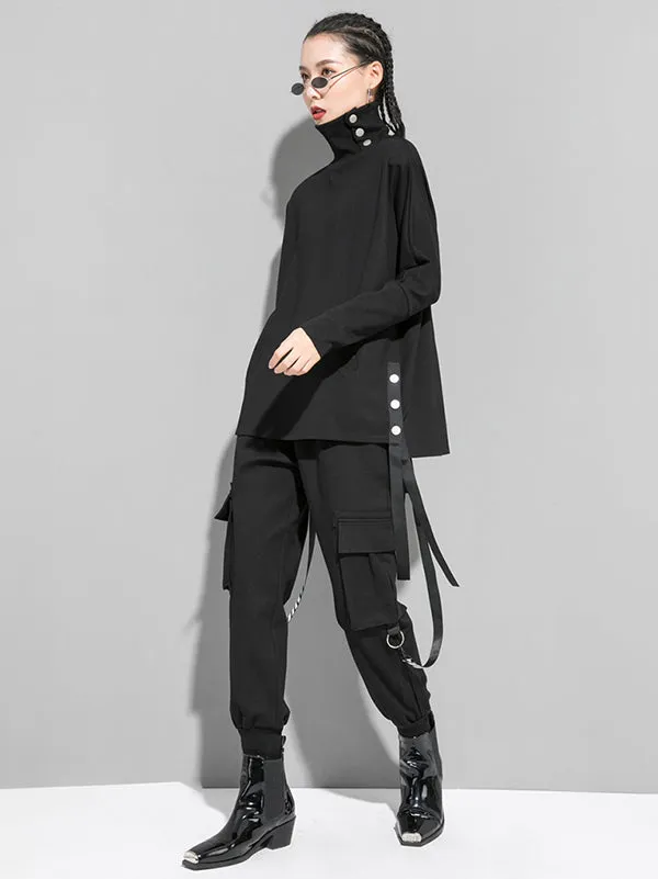 xakxx Original Solid Stand Collar T-Shirts Tops