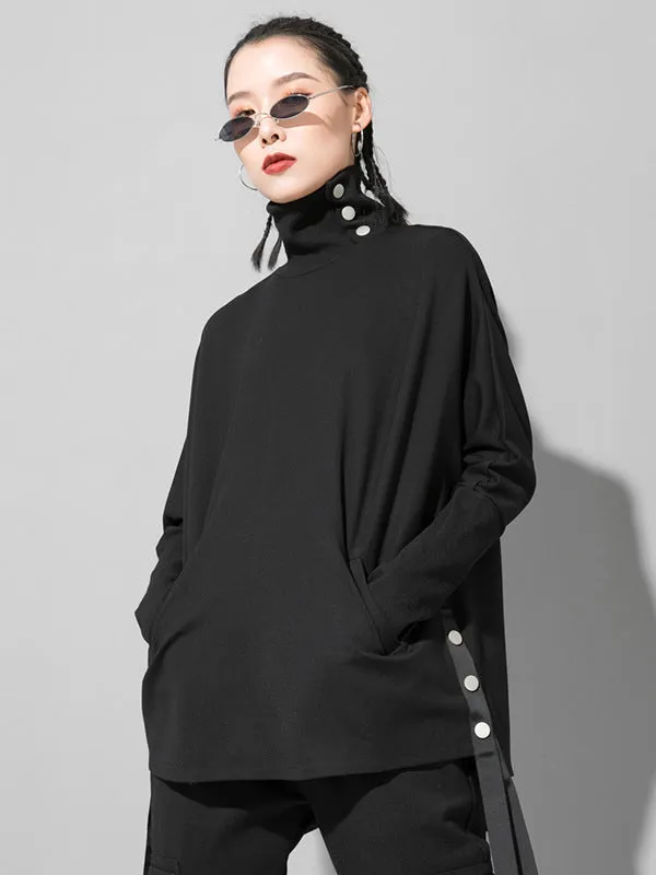xakxx Original Solid Stand Collar T-Shirts Tops