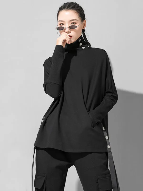 xakxx Original Solid Stand Collar T-Shirts Tops