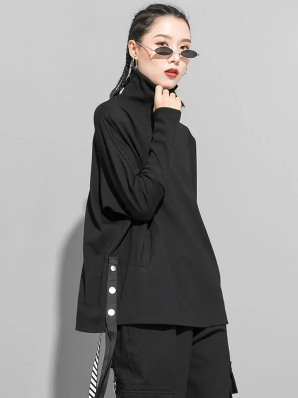 xakxx Original Solid Stand Collar T-Shirts Tops