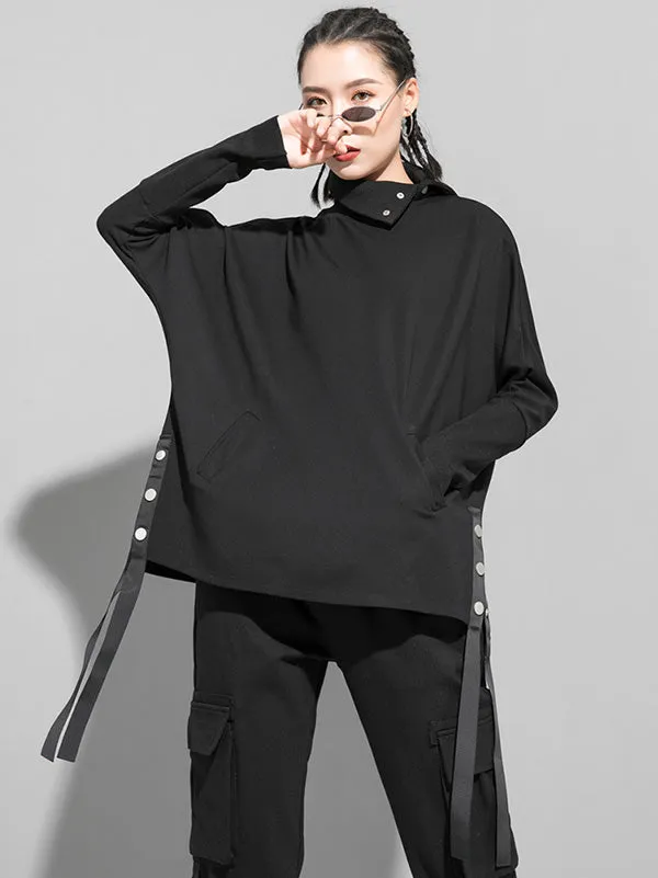 xakxx Original Solid Stand Collar T-Shirts Tops
