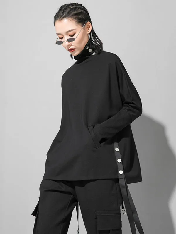 xakxx Original Solid Stand Collar T-Shirts Tops