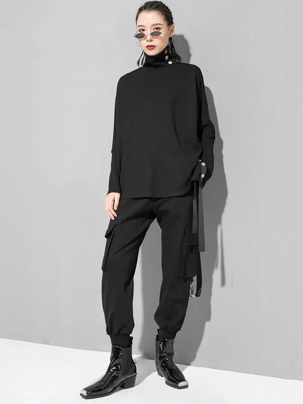 xakxx Original Solid Stand Collar T-Shirts Tops