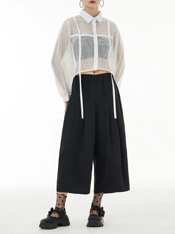 xakxx Stylish Long Sleeves Loose Mesh See-Through Sun Protection Blouses&Shirts Tops