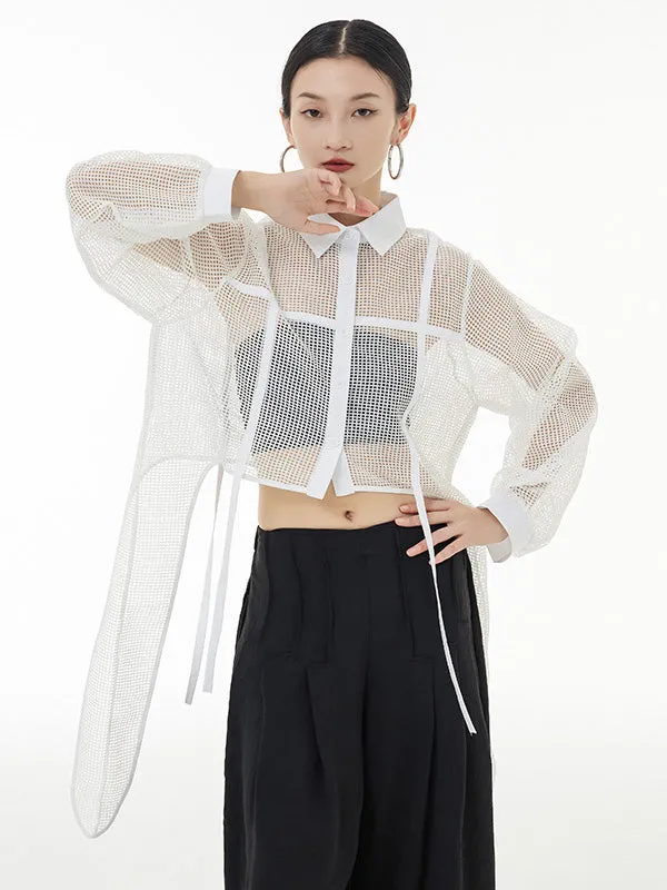 xakxx Stylish Long Sleeves Loose Mesh See-Through Sun Protection Blouses&Shirts Tops