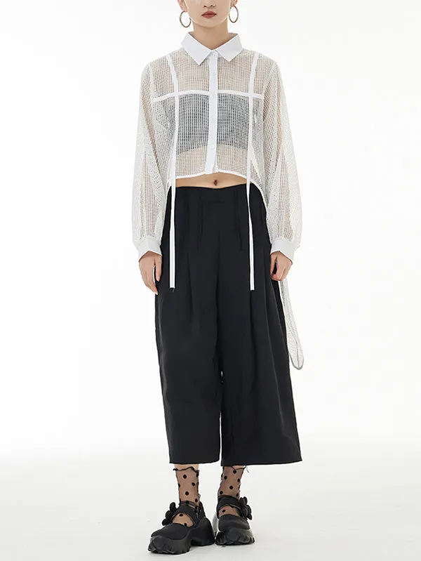 xakxx Stylish Long Sleeves Loose Mesh See-Through Sun Protection Blouses&Shirts Tops